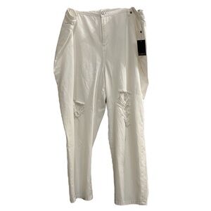 Eloquii relaxed fit white jeans